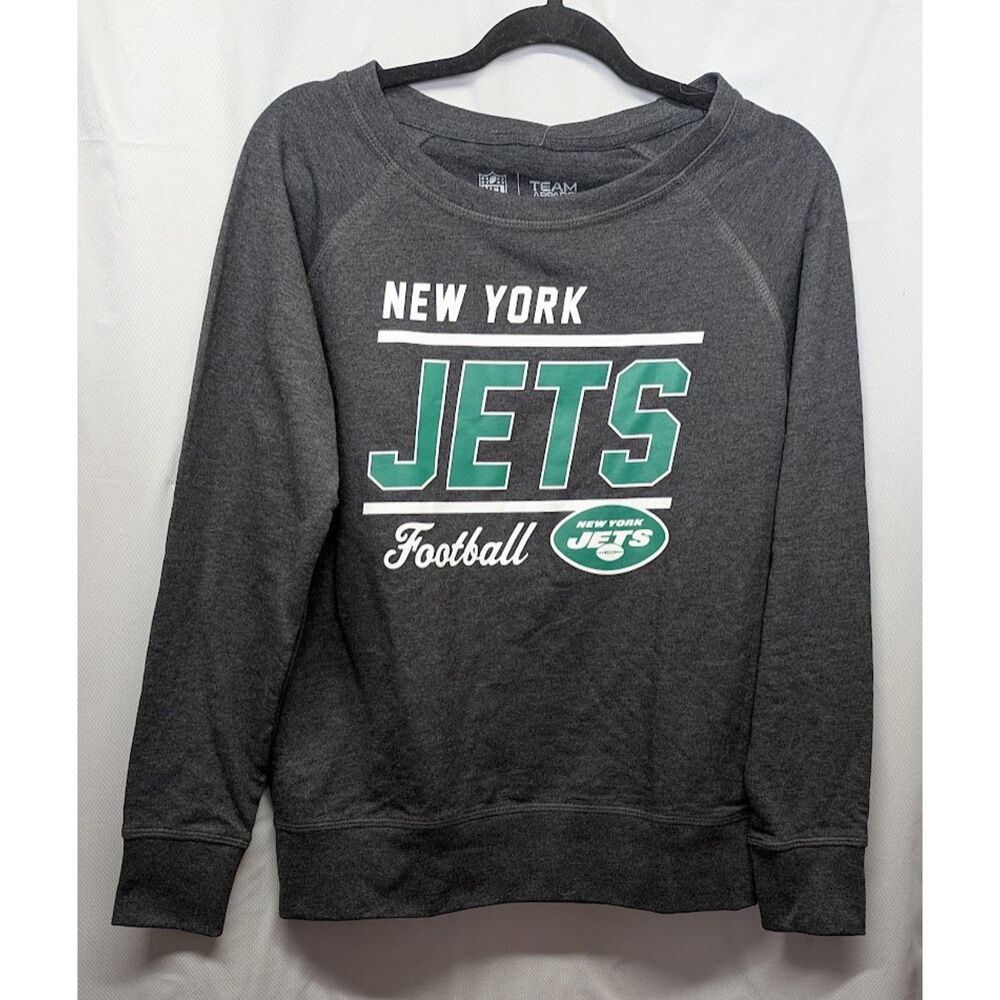 New York Jets Women's S Sweatshirt NFL Team Apparel Gray Football Pullover NWT